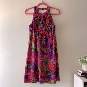 Vintage 90s Y2K Madison Leigh Floral Ruffle Dress Size 6 Halter Shift Womens